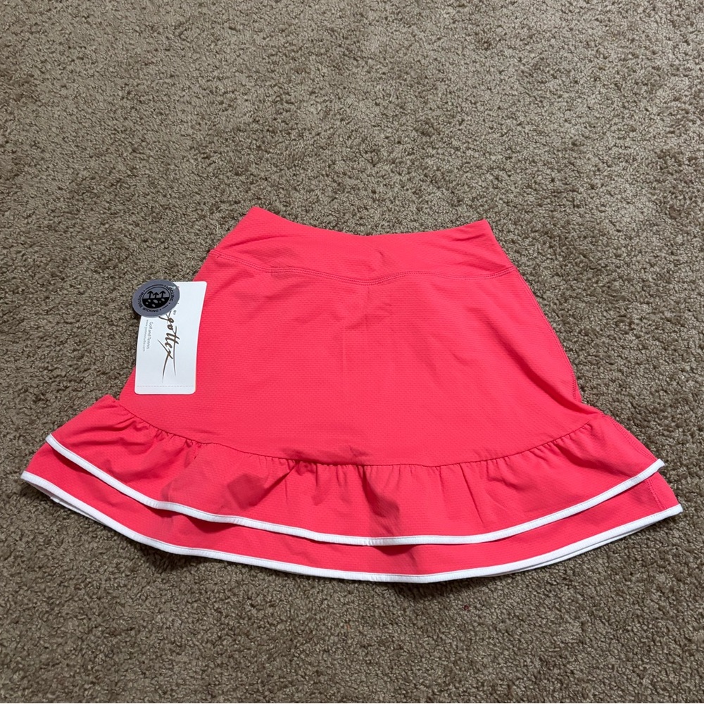 Gotten Double Ruffle Active Skirt in Coral Size XS - Picture 2 of 5